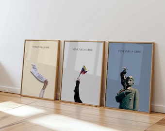 Venezuela Freedom Art Set, Set of 3 Posters Libertad, Venezuelan Pride Wall Decor, Nostalgic Venezuela Gift, Instant Download