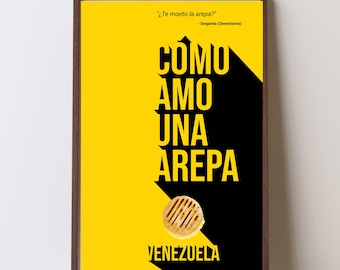 Amo la Arepa, Venezuela Wall Art - Printable Poster for Home Decor, Venezuelan Gift, Digital Download JPG, Arepa Venezolana