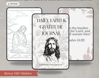 30 Day Gratitude Journal Printable | Daily Faith Journaling| Devotional Journal with Bible Verses | GoodNotes PDF