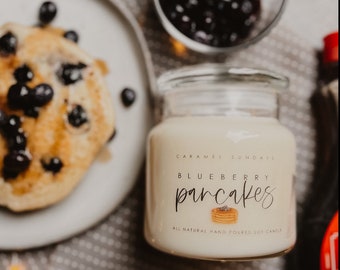 Blueberry Pancake Soy Candle - 2 Wick Soy Candles - Blueberry Scented Candle - Gift for Homeowner - Caramel Sundays - Pancake Candles