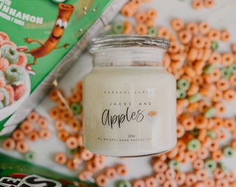 Jacks and Apples Soy Candle - 2 Wick Soy Candles - Cereal Scented Candle - Gift for Homeowner - Caramel Sundays - Strong Candles