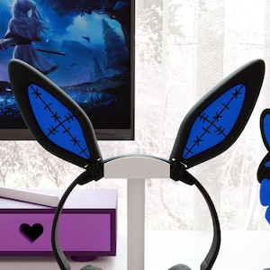 bunny ears for headphone attachment cosplay rabbit headset gift for daughter twitch streaming props plush rabbit girlfriend anniversary