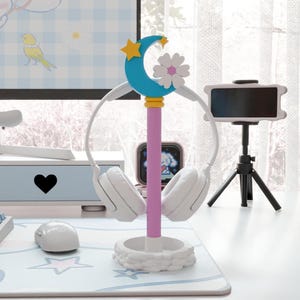 Cute headphone stand, kawaii headphones holder, desk setup, gamer girl, cute gaming, headphone stand, cute gaming setup, gf gift