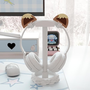 Bear ear headphones, Neko cosplay, ears for headset, headphone ears, kawaii gamer, gamer gift girl, gaming accessories, headset attachment