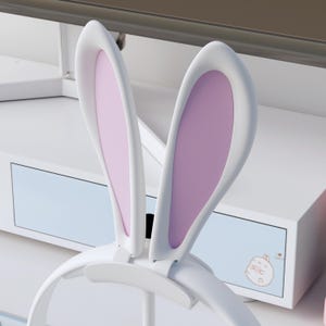 Cute cosplay bunny ears, kawaii ribbon headphones attachment,girl bunny attachment,cozy custom colours desk decor
