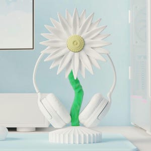 Cute daisy headphone stand custom color setup decor flower cozy headset holder birthday gift