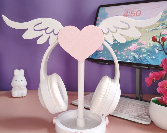 Heart headphone stand | cozy console holder| aesthetic desk decor| multicolor|kawaii gamer setup| cute decor