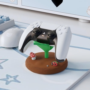 Cottagecore Plant Controller Stand with Mushrooms & Ladybug Aesthetic for PS5, Xbox and More | The Perfect Whimsical Gift for Gamers
