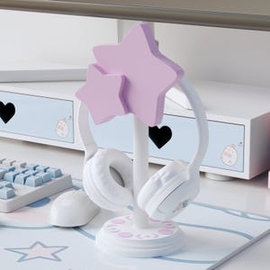 Gepersonaliseerde headsetstandaard, aangepaste kleurinstelling, sterkoptelefoonhouder, leuk gamercadeau, gezellig decor van hoge kwaliteit, sterrennacht