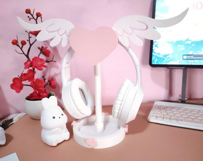 Heart headphone stand | cozy console holder| aesthetic desk decor| multicolor|kawaii gamer setup| cute decor