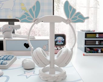 Accesorio para auriculares con forma de mariposa, color personalizado, decoración para escritorio de gaming, decoración acogedora para habitación, regalo para cosplayers amantes de los animales.