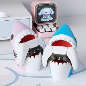 Leuke haai controllerstandaard cadeau, kamer met zeethema, esthetische bureauinrichting, aangepaste kleur gezellig decor universele controllerhouder, babyhaai