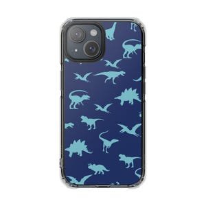 Dinosaur iPhone Case, MagSafe®-compatible Magnetic Clear Impact Cases, Personalized Phone Cover, iPhone 14 or 15 Models, Protective Tech
