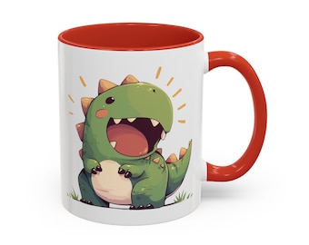 Taza de café de cerámica con diseño de dinosaurio adorable / Regalo para entusiastas de los dinosaurios