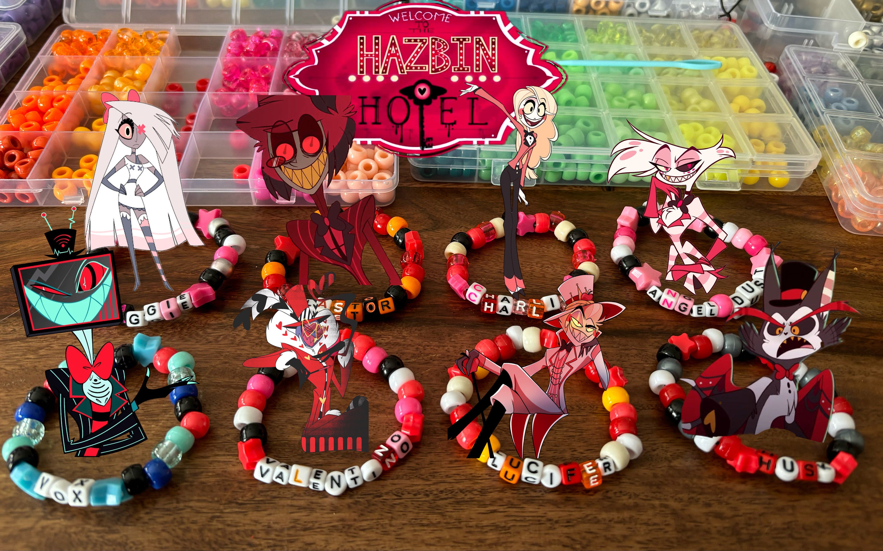 claquepot CD ピンバッジ タオル ブレスレット セット Hazbin Hotel Fanmade Bracelet Kandi - Etsy