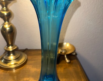 Vintage Jefferson Lined Heart Celeste Blue Swung Vase 12”