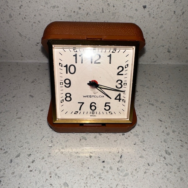 WESTCLOX  Travel Alarm Clock Hard Shell Case - w Alarm Works Well Vintage