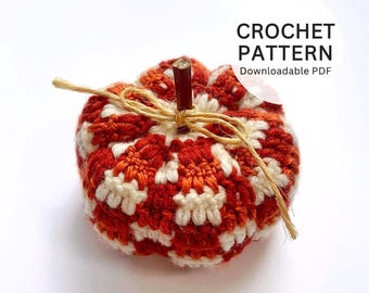 Haakpatroon | Gehaakt patroon gezellige geruite pompoenen, pdf-haakpatroon, gehaakte decoraties herfst en herfst, patronen voor Thanksgiving