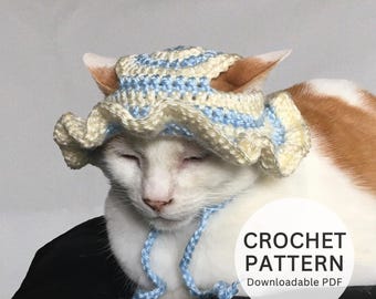 Crochet Pattern | Crochet Bucket Hat For Cats Pattern, PDF Crochet Pattern, Easy Pet Hat Patten, Cute Cat Accessory Crochet Pattern