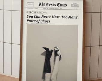 Texas Times Newspaper Custom Print | Trendy Poster Wall Art | Printable Digital Download