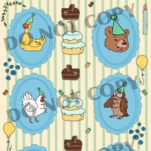 Little bear, original birthday seamless file little bear character, digital download file vintage