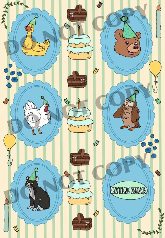 Little bear, original birthday seamless file little bear character, digital download file vintage
