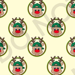 Reindeer Christmas SnapBack hat seamless pattern