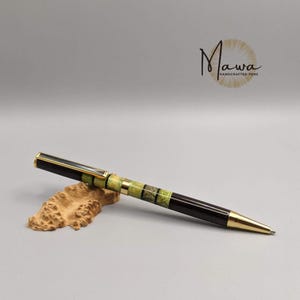 Handgefertigter Holzstift | Weihnachtsgeschenk Lehrer Geschenk Firmengeschenk | Holz-Slimline-Kugelschreiber | Einzigartiger Holzkugelschreiber | Segmentierter Holzstift Ebenholz
