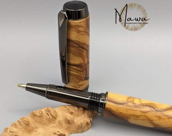 Bolígrafo roller de madera de olivo artesanal: regalo ejecutivo personalizado
