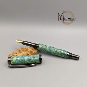 Handcrafted Fountain Pen | Unique Wooden Fountain Pen | Dyed Wood Ink Pen | Teacher Gift Corporate Gift Boss Journaling Gift Handwriting