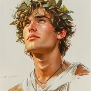 Helios Ascendant -- Poster del dio greco, Arte Ai, Poster d'arte gay maschile, Pin up maschile, Arte pulp gay, Stampa d'arte queer