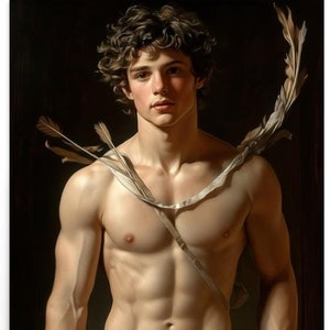 Poster artistico di angelo maschio, stampa del riflesso di Apollo, decorazione della mitologia greca, opera d'arte gay, arte murale per la casa, regalo unico per gli amanti dell'arte