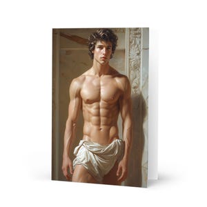 Adone etereo -- Biglietto di auguri / Dio greco atletico maschile / Arte gay / Uomini hot