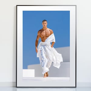 Mediterrane Adonis - posterafdruk van mannelijke kunst - gay interest - mannelijk model op Grieks eiland