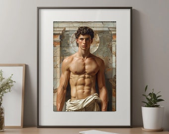 Greek God Study — Classical Gay Art Print, Male Figure Wall Decor, Mythology Poster