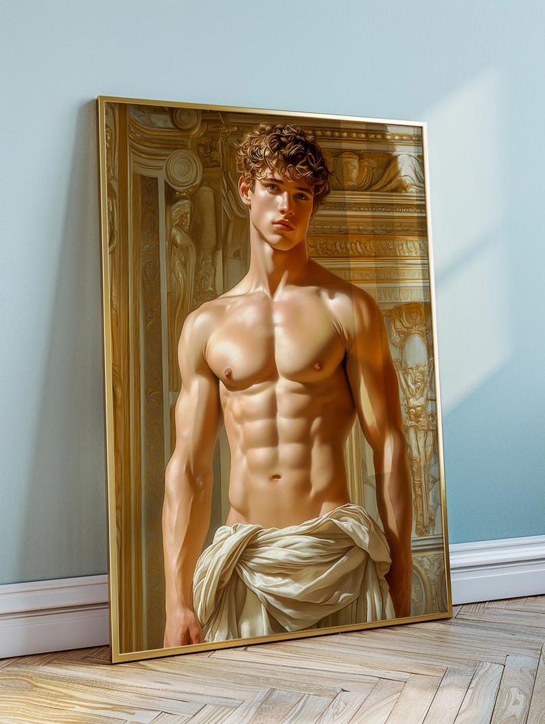 Renaissance Print – Gilded Adonis, Masculine Classical Figure Art ...