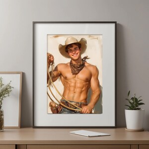 Gay Cowboy Pinup Art Print, Vintage Style Poster - Etsy