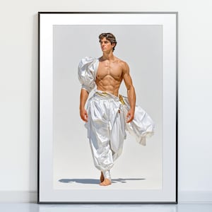 Divine Stride -- male art poster of historical fashion male model