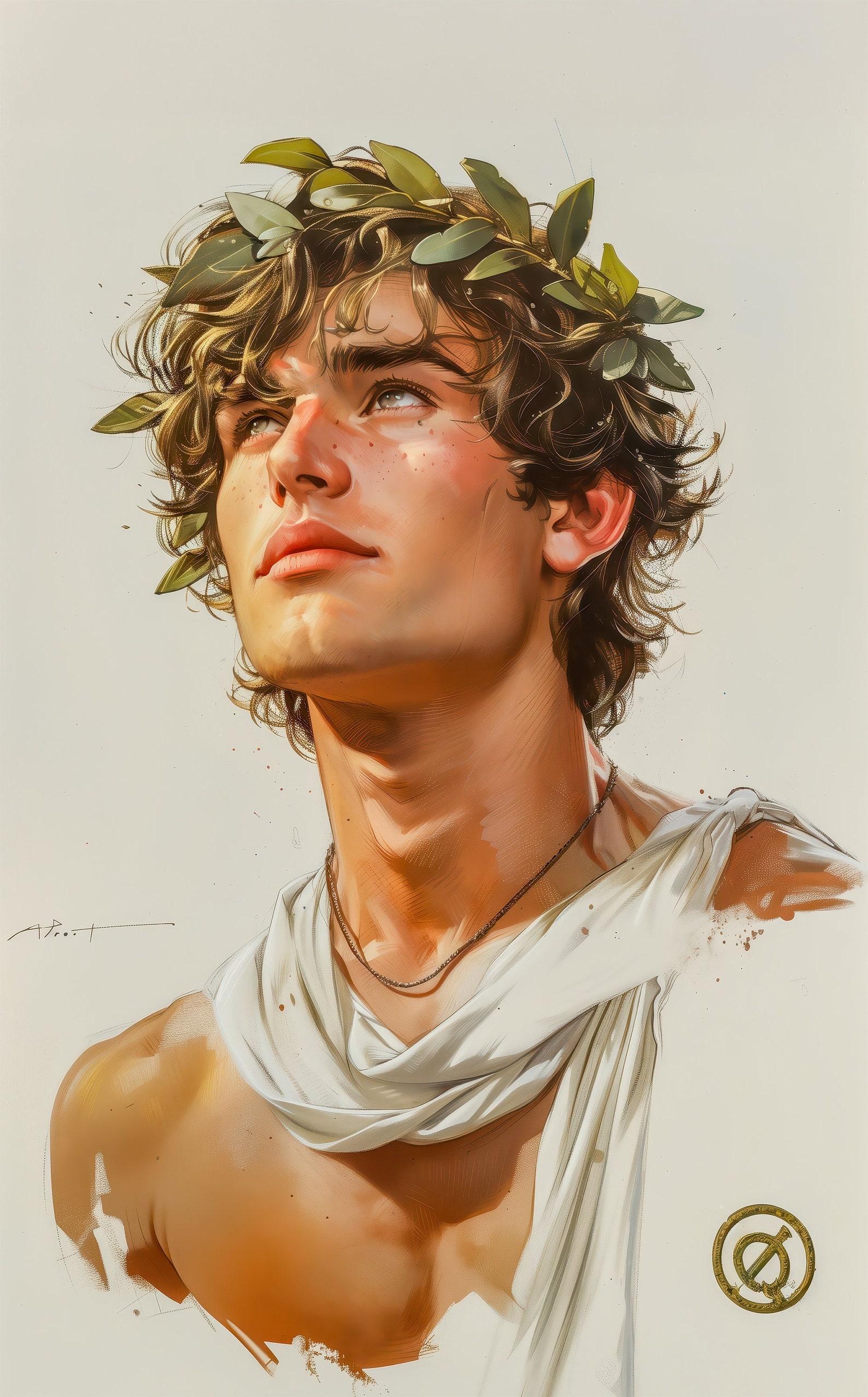 Helios Ascendant -- Greek God Poster, Ai Art, Gay Male Poster Art, Male Pin Up, Gay Pulp Art