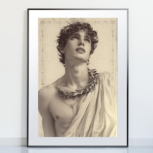 Apollo&#39;s Temple Reverie - art poster print of gay god - classic male art