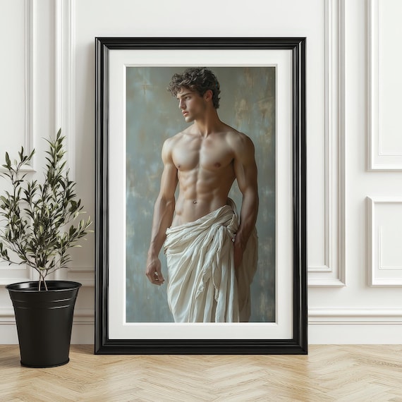 Neoclassical Male Art Print: Greek God Athlete AI Art