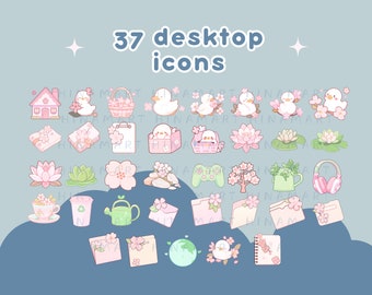Flower Ducks Sakura Desktop Icons Set Cute Desktop Organizer Icon