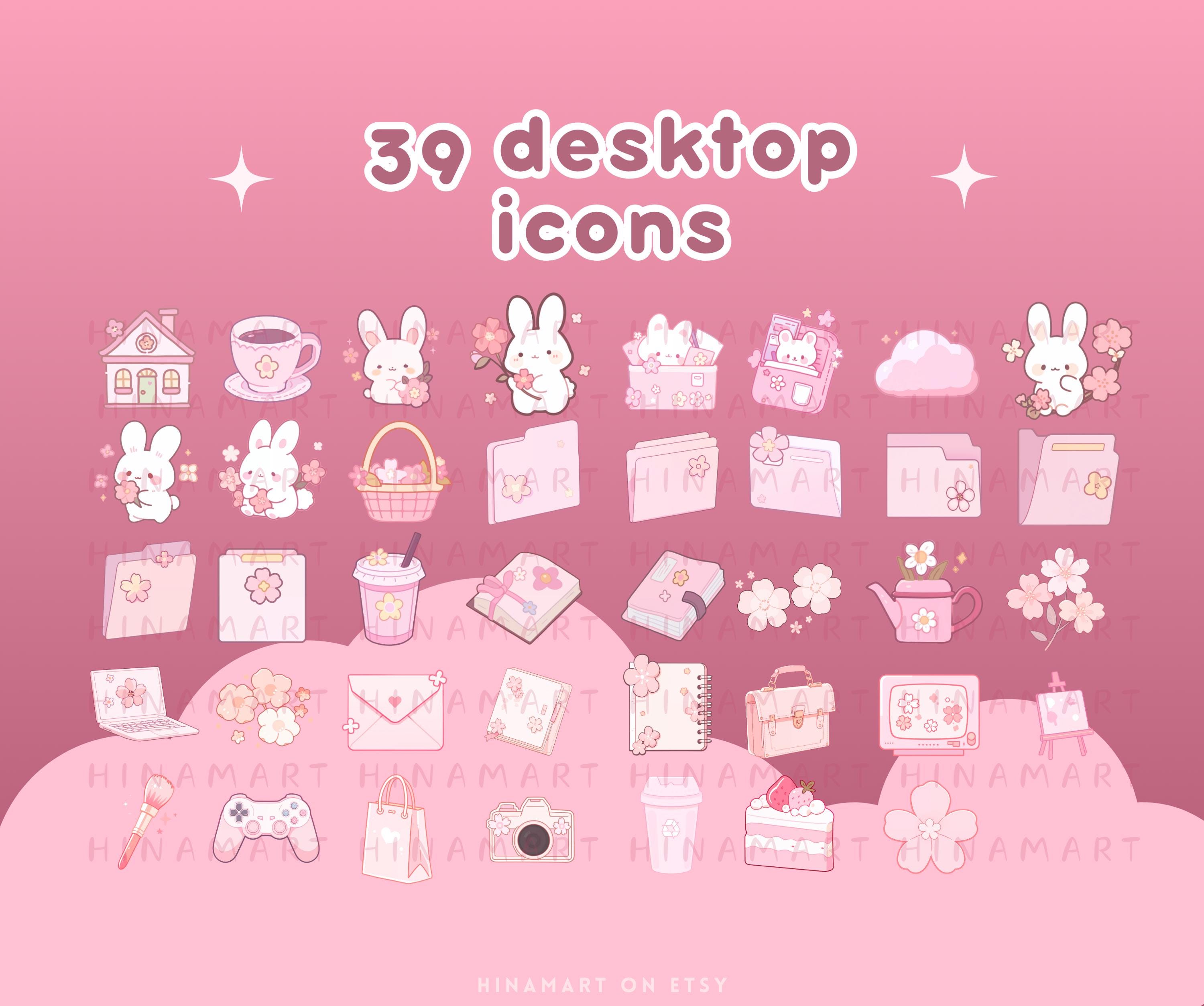 桜バニー Lofi デスクトップ セット 壁紙 アイコン ピンク かわいい