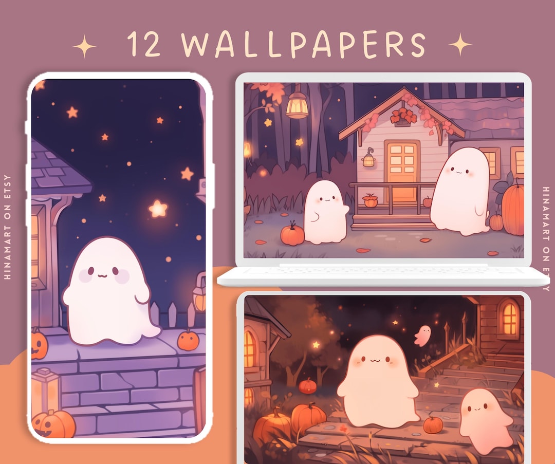 Cute Ghost Halloween Wallpaper Ghostie Autumn Fall Wallpapers Season