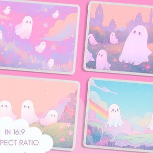 Pastel ghosts wallpaper cute wallpaper halloween wallpaper lofi wallpaper aesthetic desktop wallpaper rainbow kawaii wallpapers pack image 9