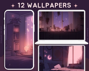 Witchy wallpaper dark academia wallpaper lofi aesthetic wallpaper 4k wallpaper desktop wallpaper cute wallpaper book wallpaper purple set