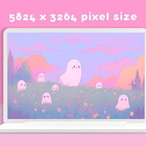 Pastel ghosts wallpaper cute wallpaper halloween wallpaper lofi wallpaper aesthetic desktop wallpaper rainbow kawaii wallpapers pack image 3