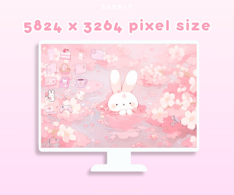 Sakura Bunny Lofi Desktop Set Wallpapers Icons Pink Cute Desktop