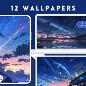 hermoso anime cielo paisaje paisaje nube papel tapiz paquete kawaii escritorio monitor tableta teléfono fondos de pantalla fondo estético cielo nocturno