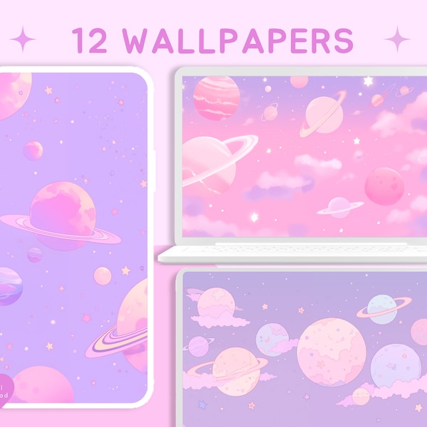 Pastel planets wallpaper lofi space wallpaper pink aesthetic wallpaper girly desktop wallpaper anime wallpapers 4k wallpaper cute wallpaper